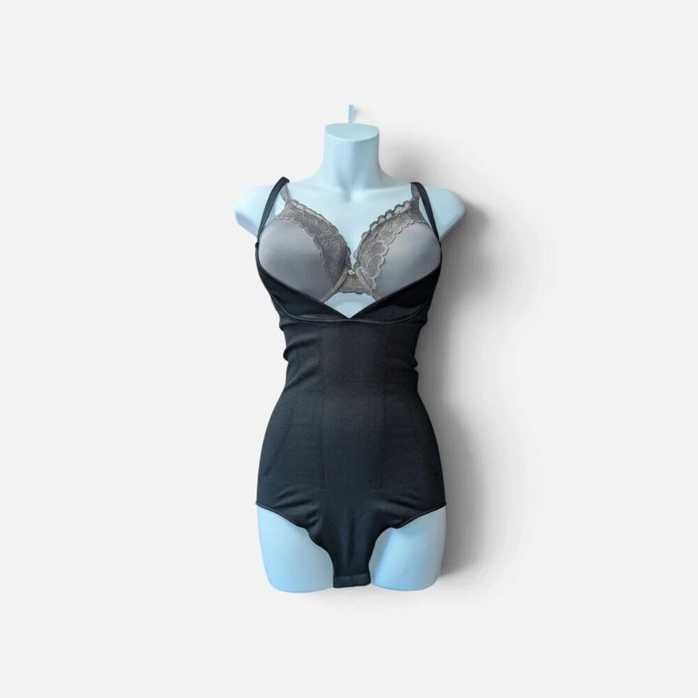 Spanx Slimmer & Shine Open Bust Bodysuit Brief in Black